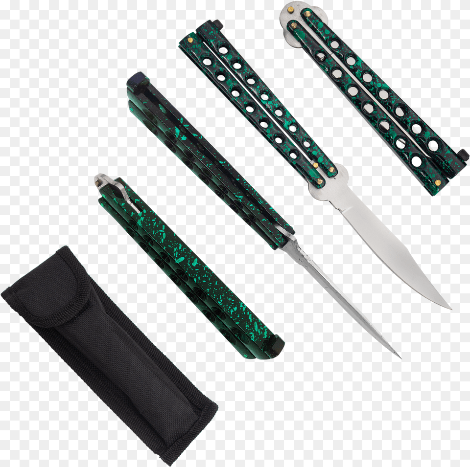Heavy Duty Green Splatter Drop Point Dual Flip Side Knife, Blade, Weapon, Dagger, Letter Opener Free Transparent Png