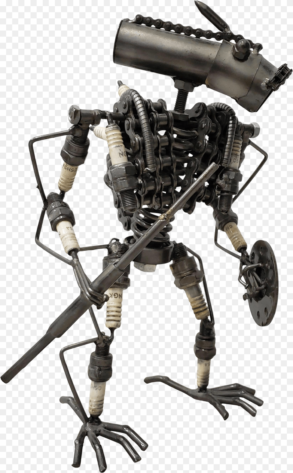 Heavy Gauge Scrap Metal Kinetic Robot Sculpture Ranged Weapon, E-scooter, Transportation, Vehicle Png