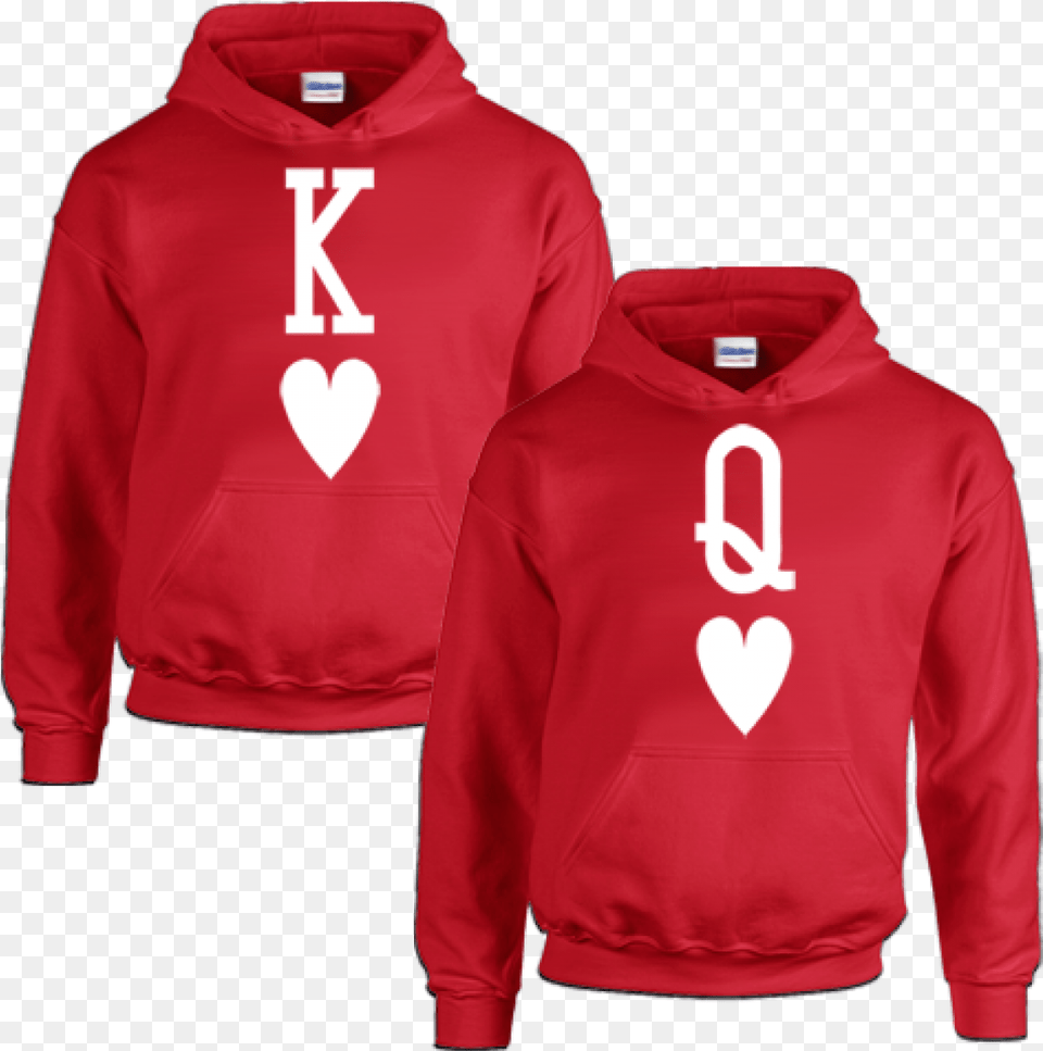 Heavy Hooded Sweatshirt Red King And Queen Hoodies, Clothing, Hoodie, Knitwear, Sweater Png