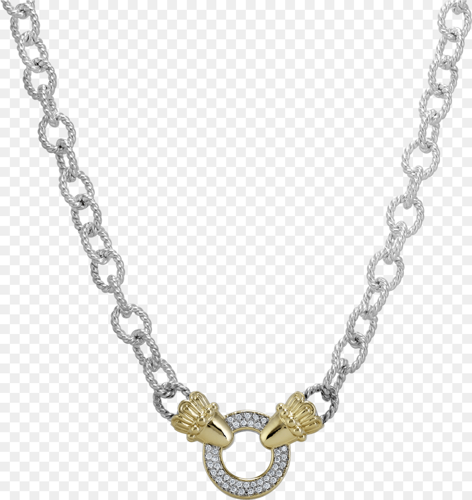Heavy Link Chain With Diamond Circle Necklace, Accessories, Gemstone, Jewelry Png Image