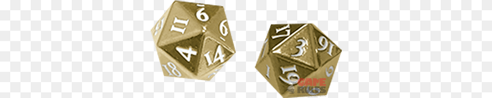 Heavy Metal D20 2 Dice Set Gold Wwhite Numbers, Game Png Image