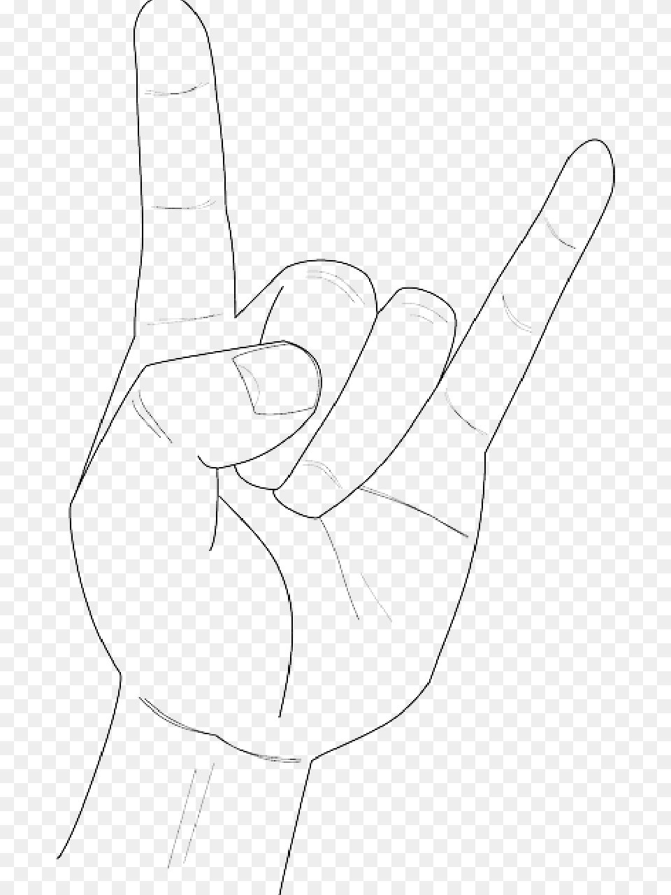 Heavy Metal Horns Music Rock Gesture Hand Public Domain Line Art, Body Part, Finger, Person, Drawing Free Png