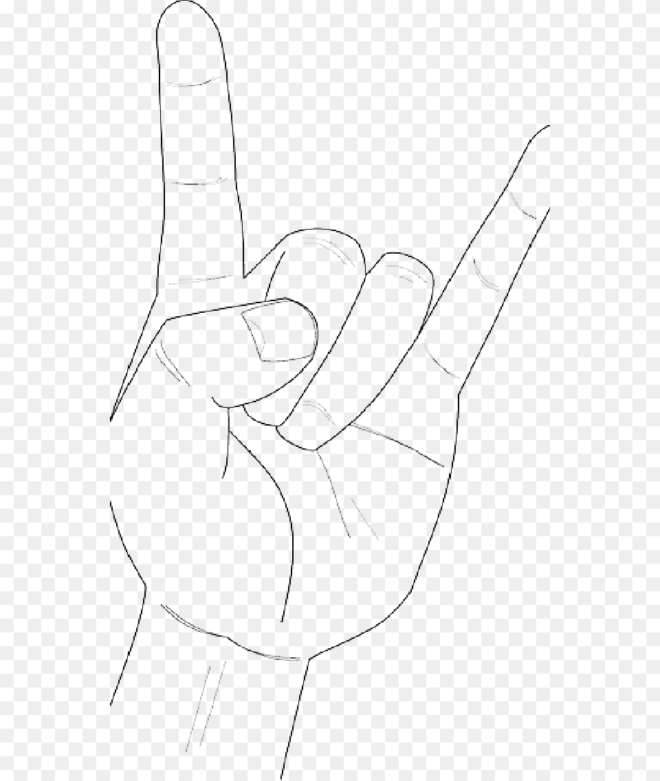 Heavy Metal Horns Music Rock Gesture Hand Public Domain Line Art, Body Part, Finger, Person, Drawing Png Image