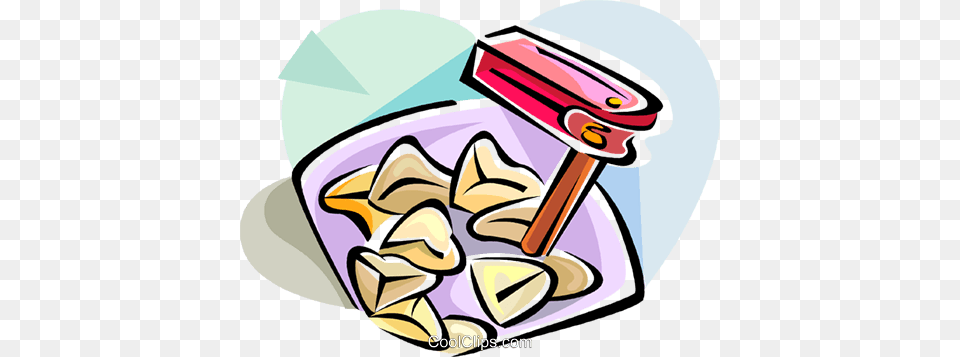 Hebrew Purim Rattle And Hamantaschen Royalty Free Vector Clip Art, Cream, Dessert, Food, Ice Cream Png Image