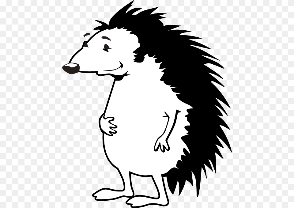 Hedgehog Black White Line He Images Porcupine Clipart, Stencil, Adult, Female, Person Free Transparent Png