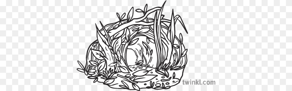 Hedgehog Nest Animal Den Nature Habitat Hedgehog Nest Clipart Black And White, Art, Drawing Free Png Download