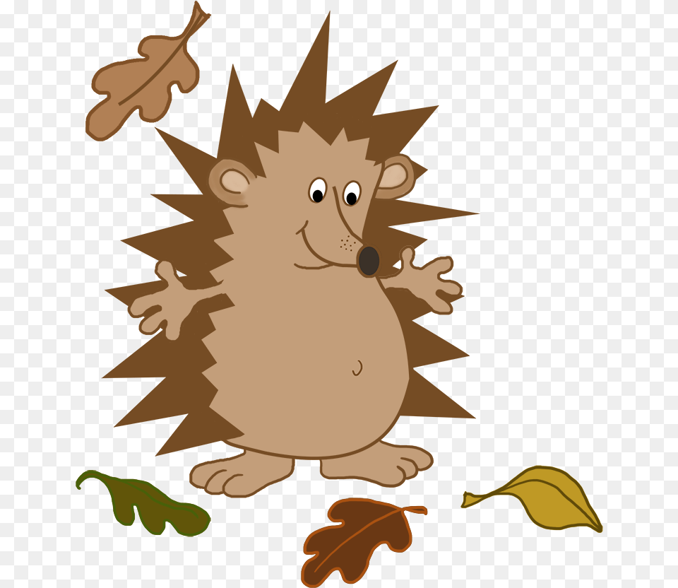 Hedgehog With Fall Leaves Illustration, Baby, Person, Animal, Mammal Png