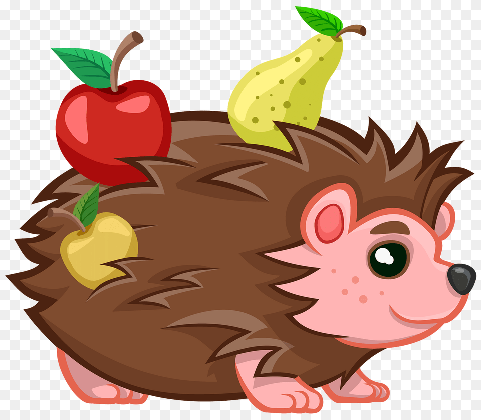 Hedgehog With Fruits Clipart, Food, Fruit, Plant, Produce Free Transparent Png