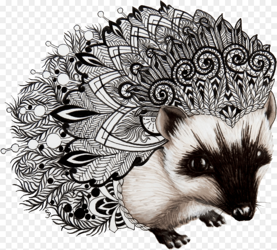 Hedgehog Zentangle Dekokissen, Art, Drawing, Animal, Bird Png