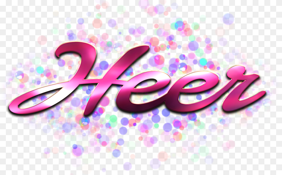 Heer Name Logo Bokeh Graphic Design, Art, Graphics, Purple Png Image