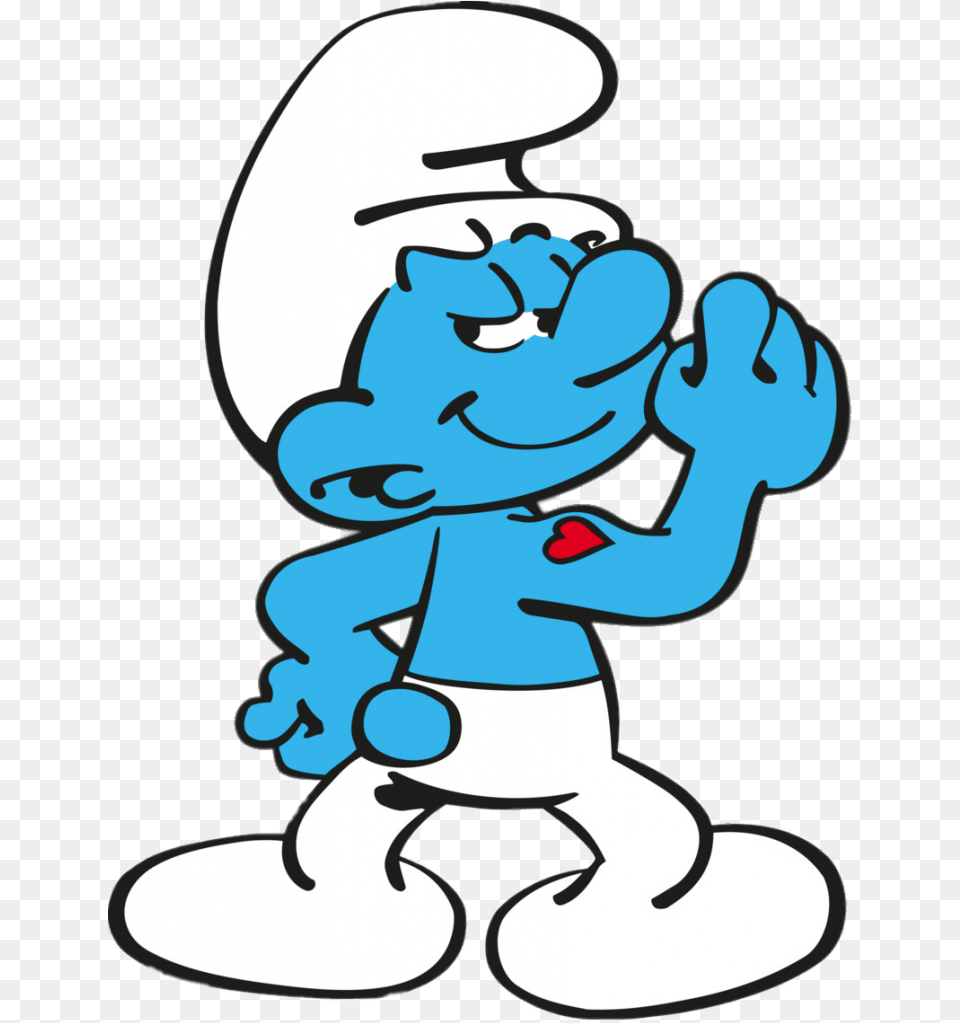 Hefty Smurf Showing Heart Tattoo Image, Baby, Person, Cartoon, Face Free Transparent Png