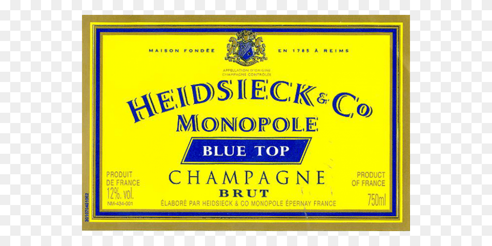 Heidsieck Co Monopole Blue Top Label, Paper, Text Png