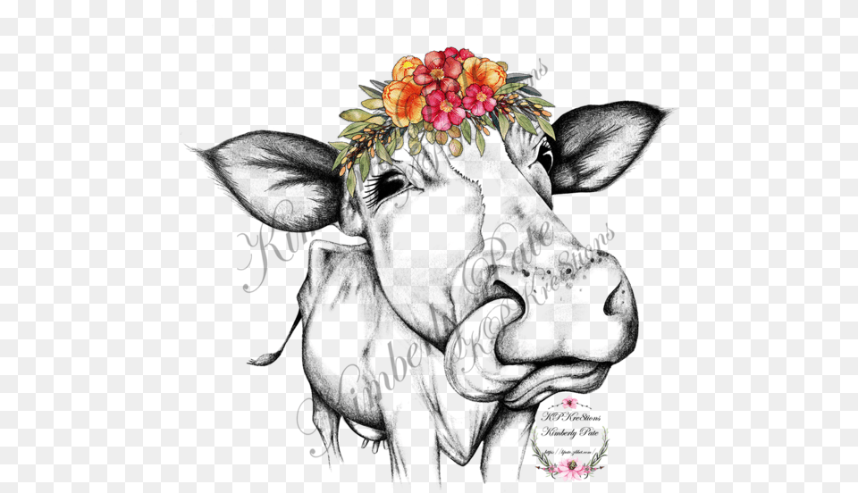 Heifer With Colorful Flowers Crown Not My Pasture Not My Bs Svg, Flower Arrangement, Art, Plant, Floral Design Free Png Download