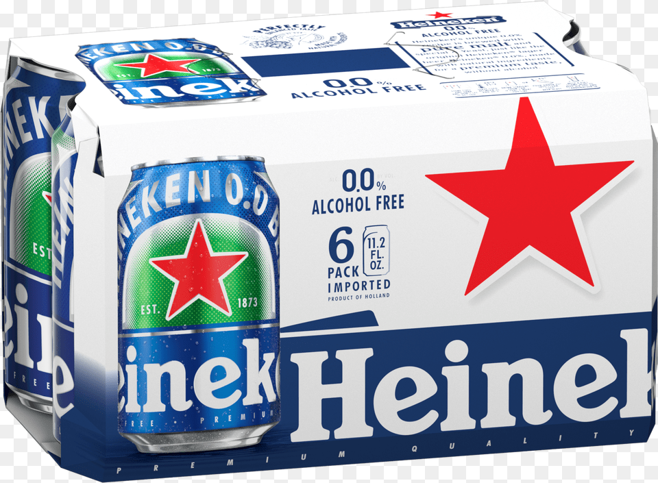 Heineken 00 6 Pack, Can, Tin, Alcohol, Beer Free Png Download