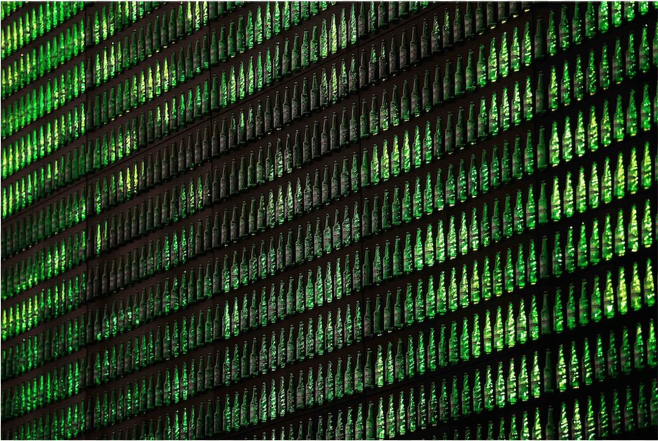 Heineken 140 Years 3 Copy Pared De Botellas De Cerveza, Architecture, Building, City, Green Free Png
