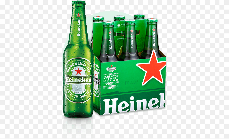 Heineken 6 Bottle Pack Heineken 6 Pack, Alcohol, Beer, Beer Bottle, Beverage Png Image