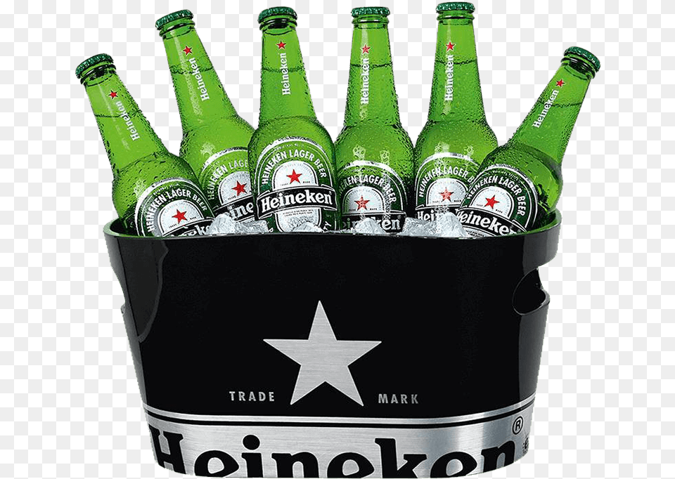Heineken Single Walled Ice Bucket Black Heineken Bucket, Alcohol, Beer, Beer Bottle, Beverage Png