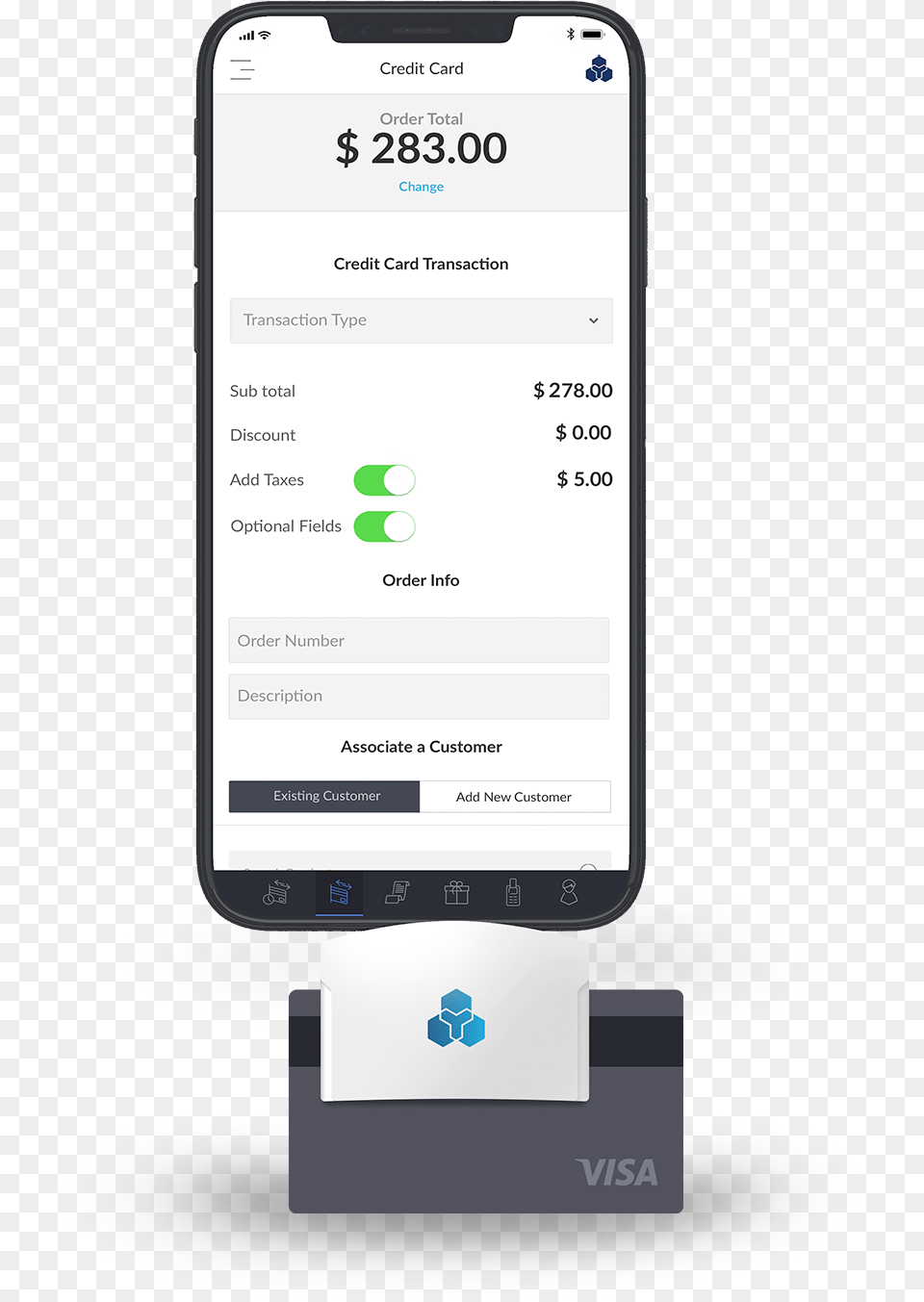 Helcim Mobile Payment App On Iphone X With Card Reader Mobile Device, Electronics, Mobile Phone, Phone, Text Free Transparent Png