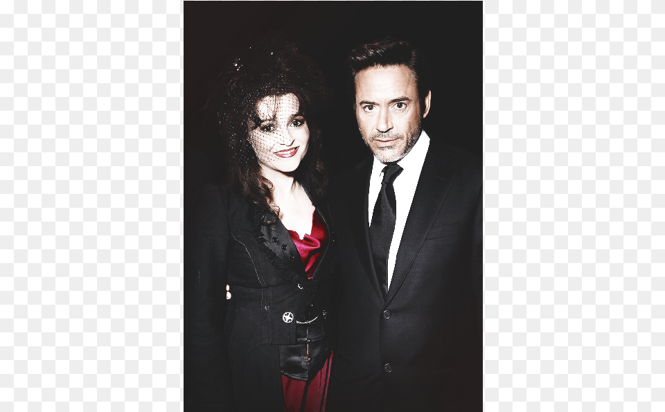 Helena Bonham Carter And Robert Downey Jr Image Tuxedo, Accessories, Tie, Clothing, Coat Png