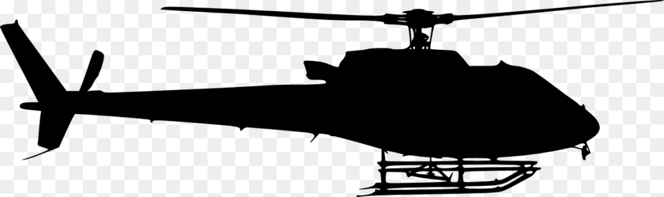 Helicopter Side View Silhouette, Gray Free Png Download