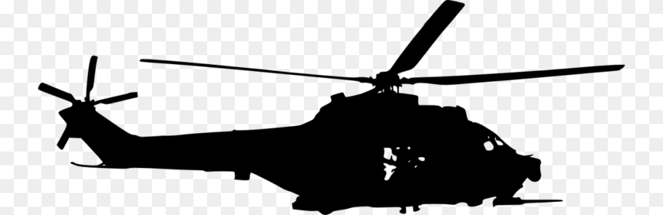 Helicopter Side View Silhouette Helicopter Silhouette, Gray Png