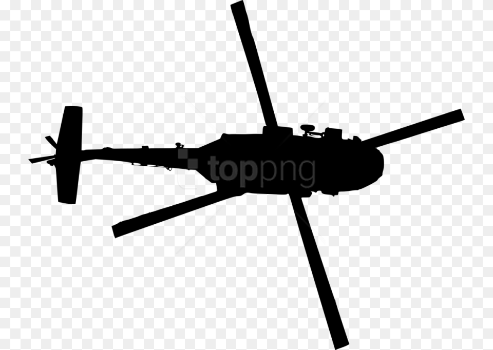 Helicopter Top View Silhouette Helicopter Top Down View, Aircraft, Transportation, Vehicle, Airplane Png Image