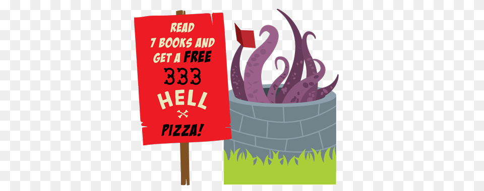 Hell Pizza Reading Challenge Hastings District Libraries, Advertisement, Text, Dynamite, Weapon Free Transparent Png