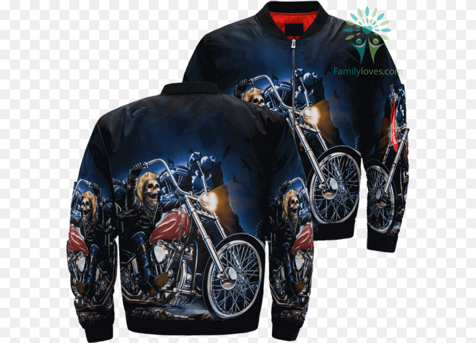 Hell Rider Biker Chopper Skull Over Print Jacket Tag 101st Airborne Vietnam, Clothing, Coat, Adult, Motorcycle Free Png