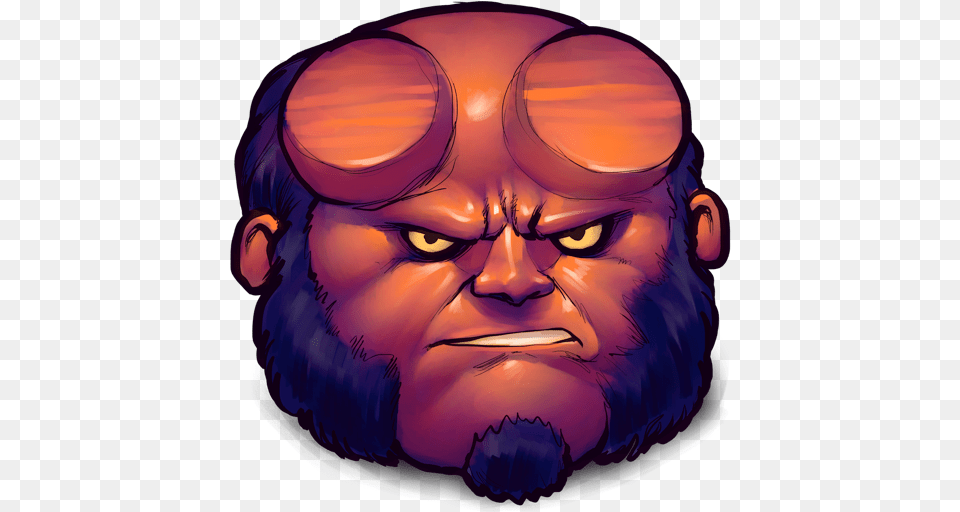 Hellboy Icon Demon, Art, Head, Person, Painting Free Png Download