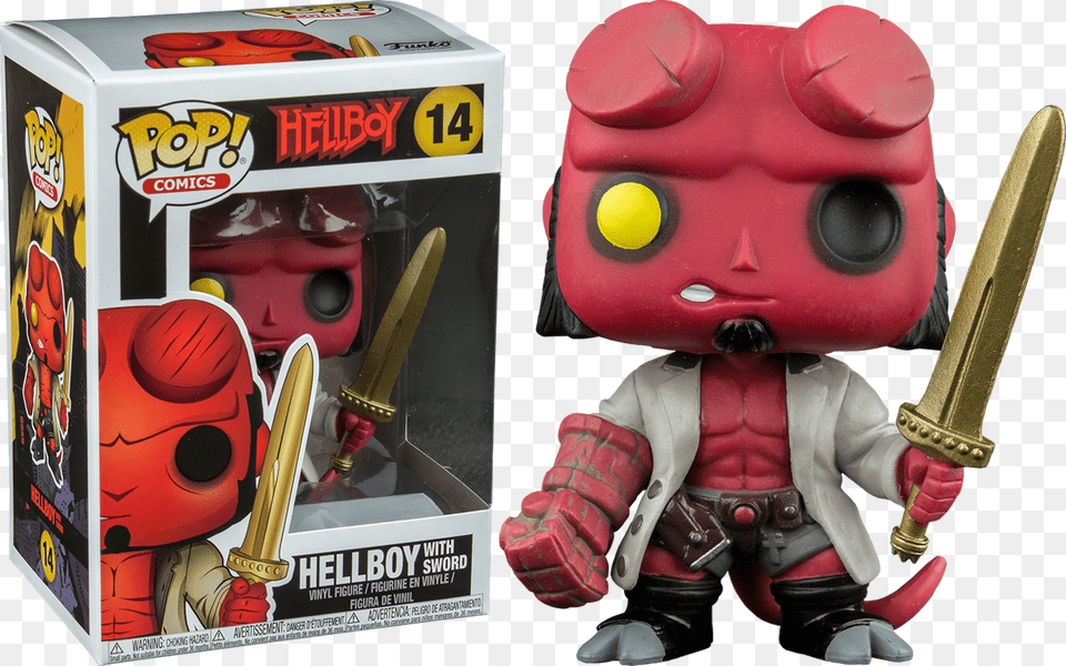 Hellboy With Sword Pop Vinyl Figure Pop Funko Hellboy With Sword, Person, Toy, Face, Head Free Transparent Png