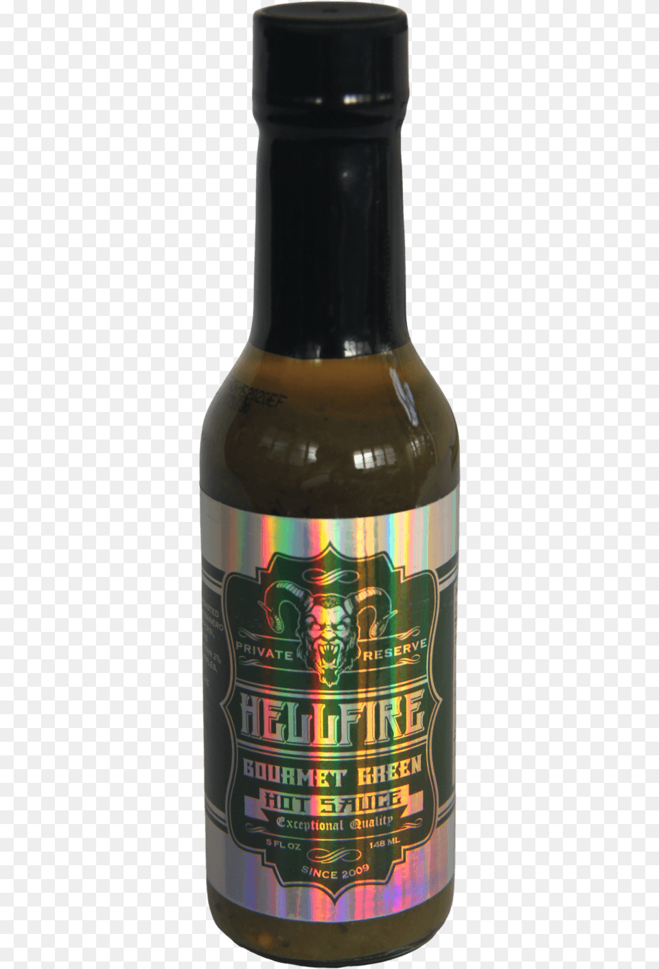 Hellfire Gourmet Green Hot Sauce 148ml Pattern, Alcohol, Beer, Beverage, Bottle Png