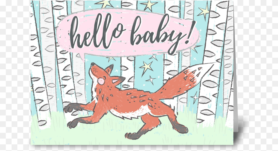 Hello Baby Fox Greeting Card Cartoon, Book, Comics, Publication, Animal Free Png