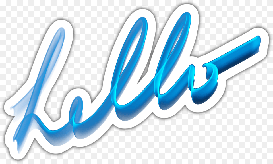 Hello Blue Text Sticker Transparent Calligraphy, Light, Logo Png