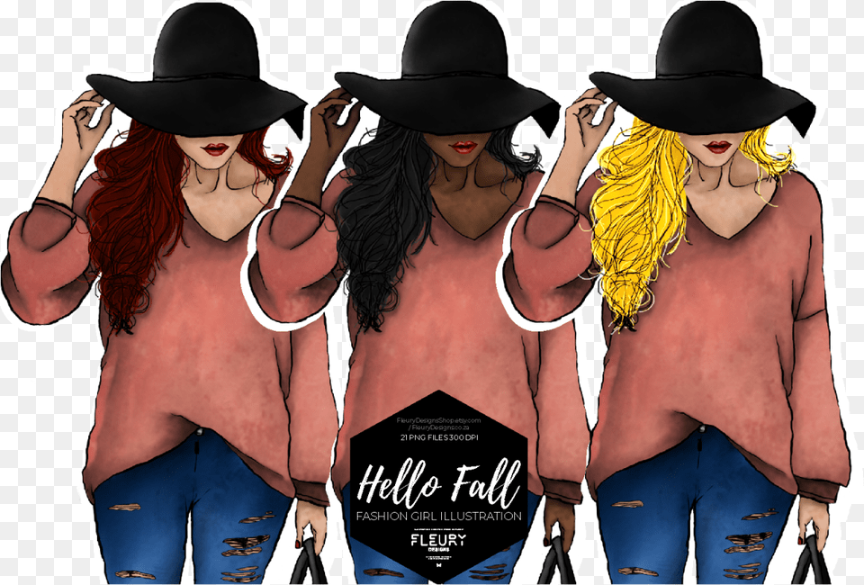 Hello Fall Fashion Girl Collection Example Image Costume Hat, Publication, Book, Clothing, Comics Png
