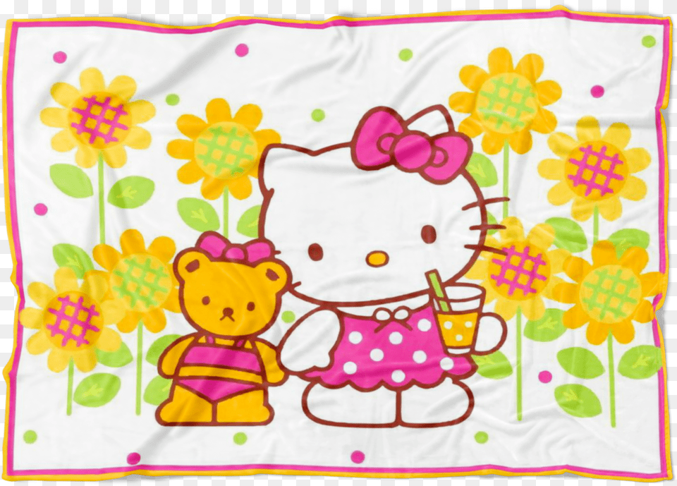 Hello Kitty And Bear Fleece Blanket Lightweight Supremely Hello Kitty, Applique, Tennis, Sport, Pattern Png