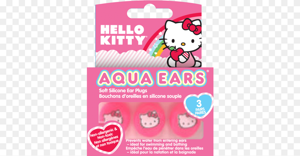 Hello Kitty Aqua Ears Hello Kitty Soft Silicone Ear Plugs 3 Pairs, Advertisement, Poster Png Image