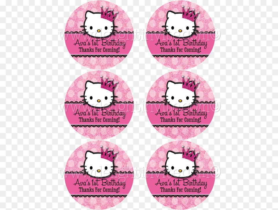 Hello Kitty Party Sticker Tags Thank You For Coming Hello Kitty Tag, Advertisement, Book, Comics, Publication Free Png Download