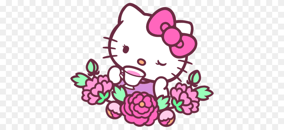 Hello Kitty Stickers Book Hello Kitty And Kitty, Purple, Art, Flower, Plant Free Png Download