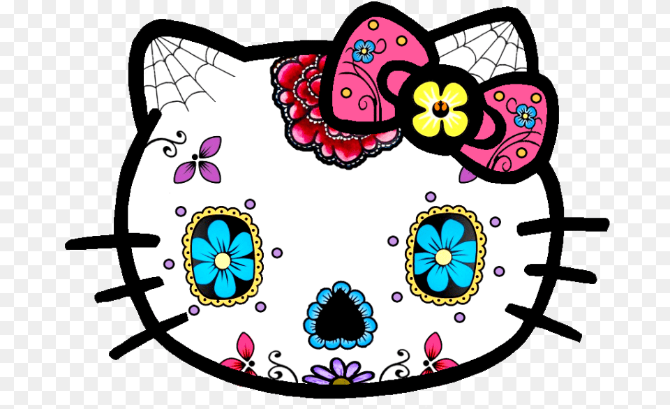 Hello Kitty Sugar Skull, Applique, Pattern, Art, Cushion Free Png