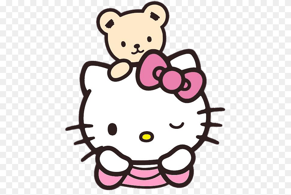 Hello Kitty With Teddy Bear, Animal, Mammal, Wildlife Free Png