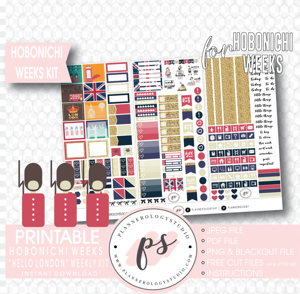 Hello London Weekly Kit Printable Digital Planner Stickers, Advertisement, Poster, Text Free Png