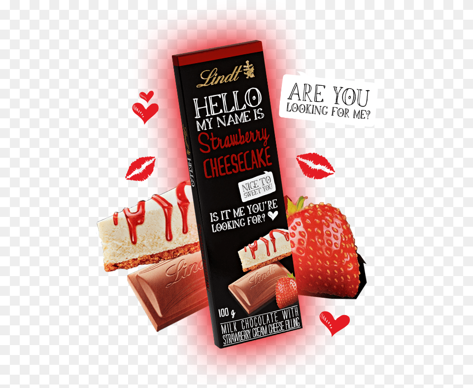 Hello My Name Is Strawberry Cheesecake Hello Strawberry Cheesecake Chocolate, Advertisement, Berry, Food, Fruit Png