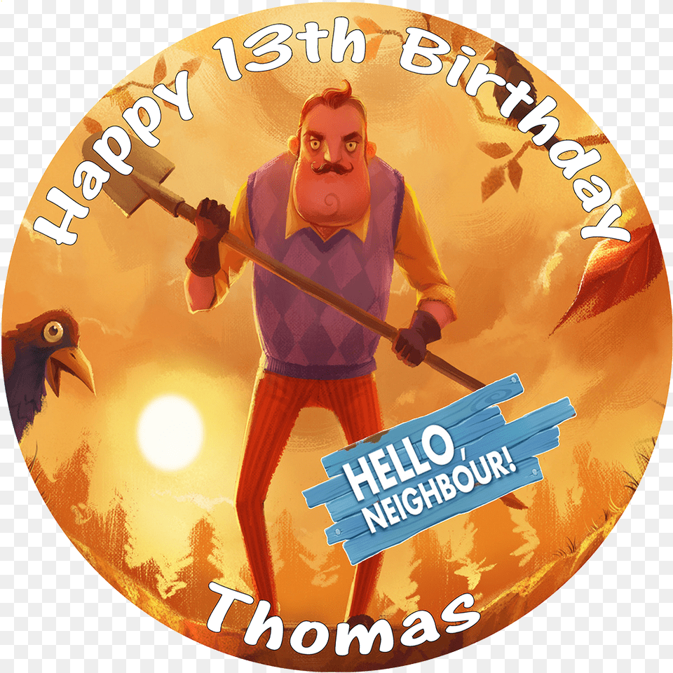 Hello Neighbor Edible 8quot Personalised Round Birthday Albion Boys And Girls Club, Adult, Male, Man, Person Png Image