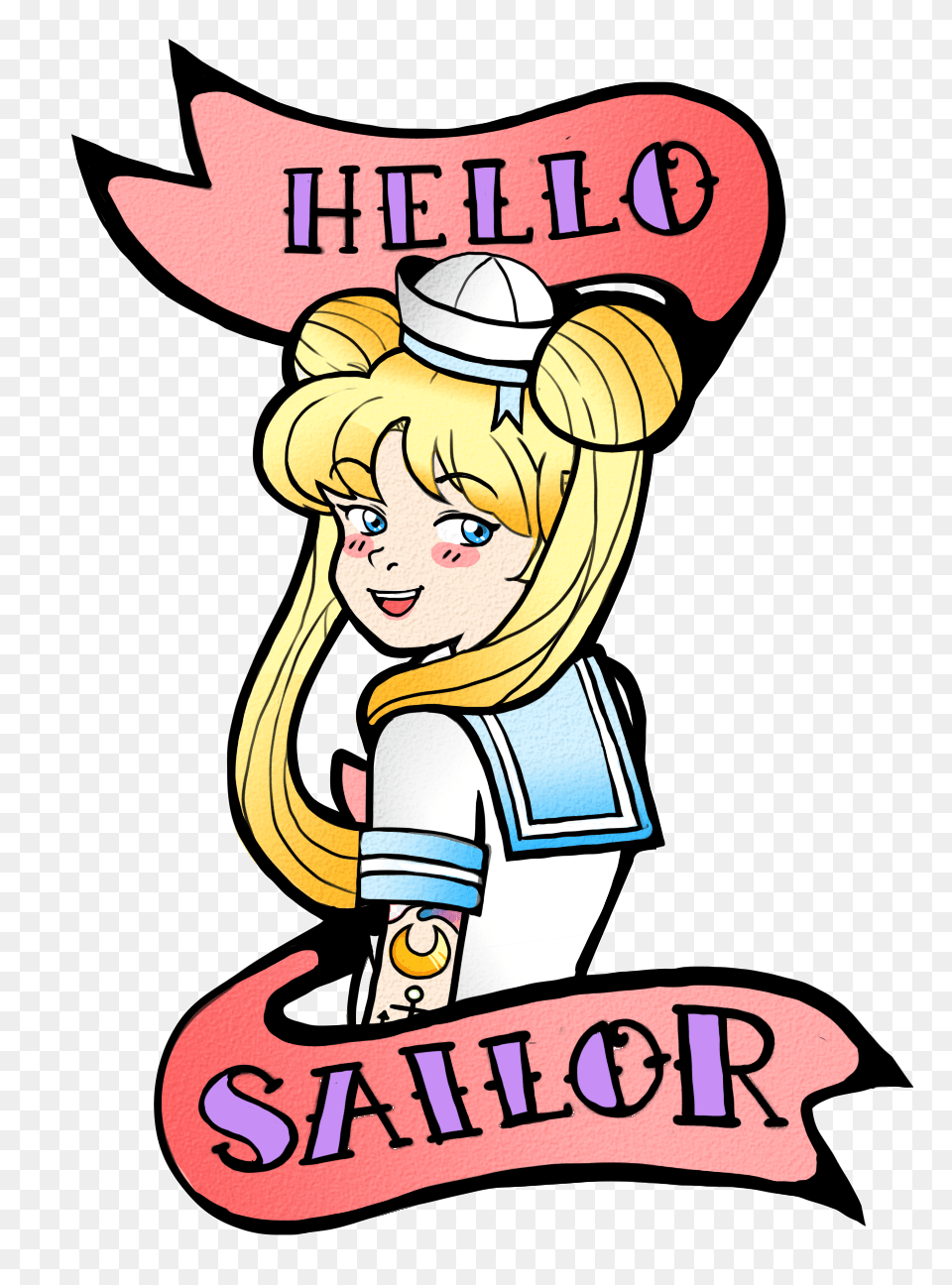 Hello Sailor Tattoo Transparent, Book, Comics, Publication, Baby Free Png Download