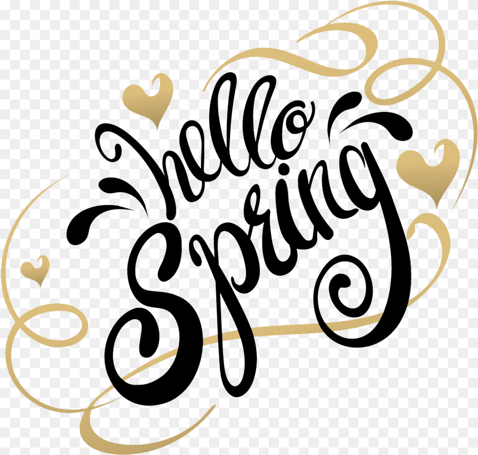 Hello Spring Calligraphy, Handwriting, Text Free Png
