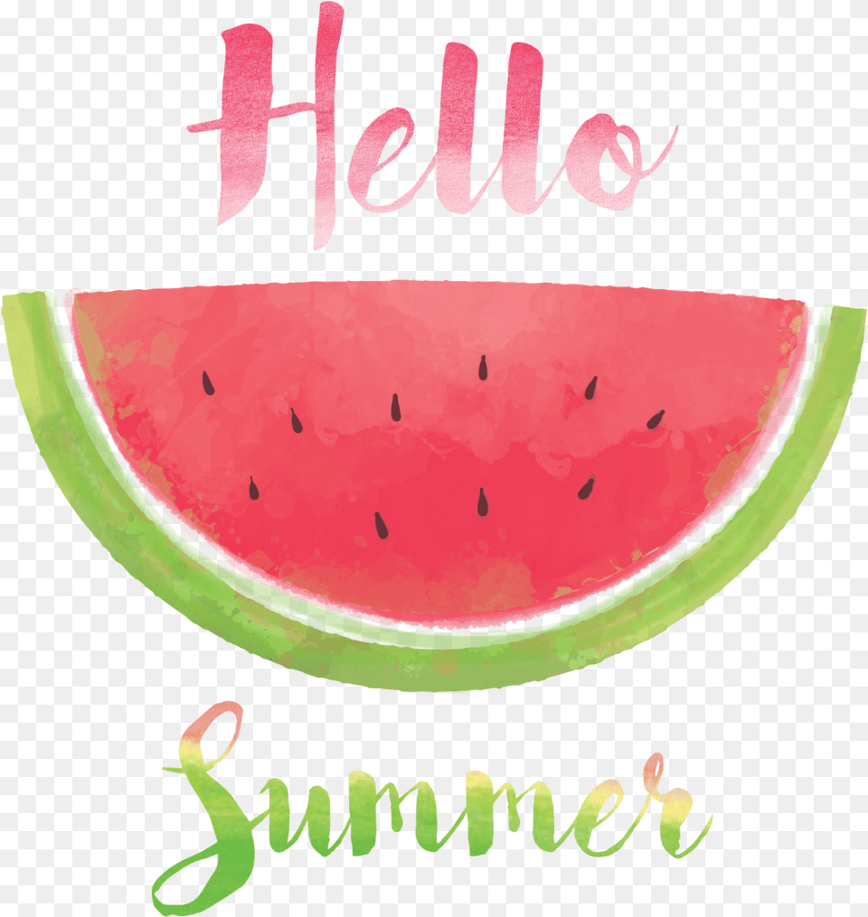 Hello Summer Transparent Clipart Watermelon, Food, Fruit, Plant, Produce Png