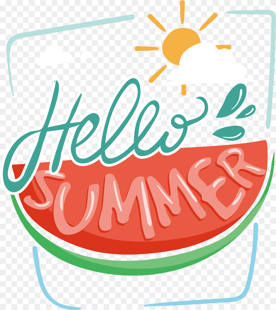 Hello Summer Watermelon Transparent Transparent Transparent Background Summer Clipart, Food, Fruit, Plant, Produce Free Png Download