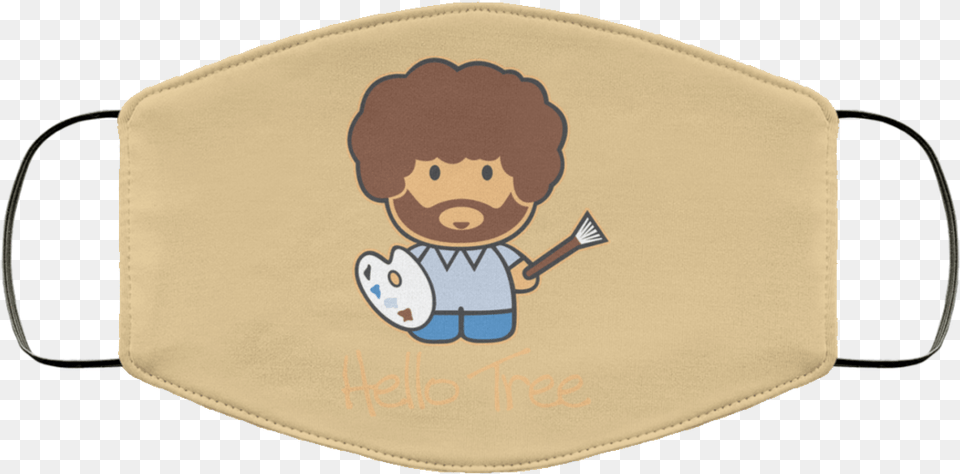 Hello Tree Bob Ross Face Mask Cloth Face Mask, Baby, Person, Accessories, Bag Png Image