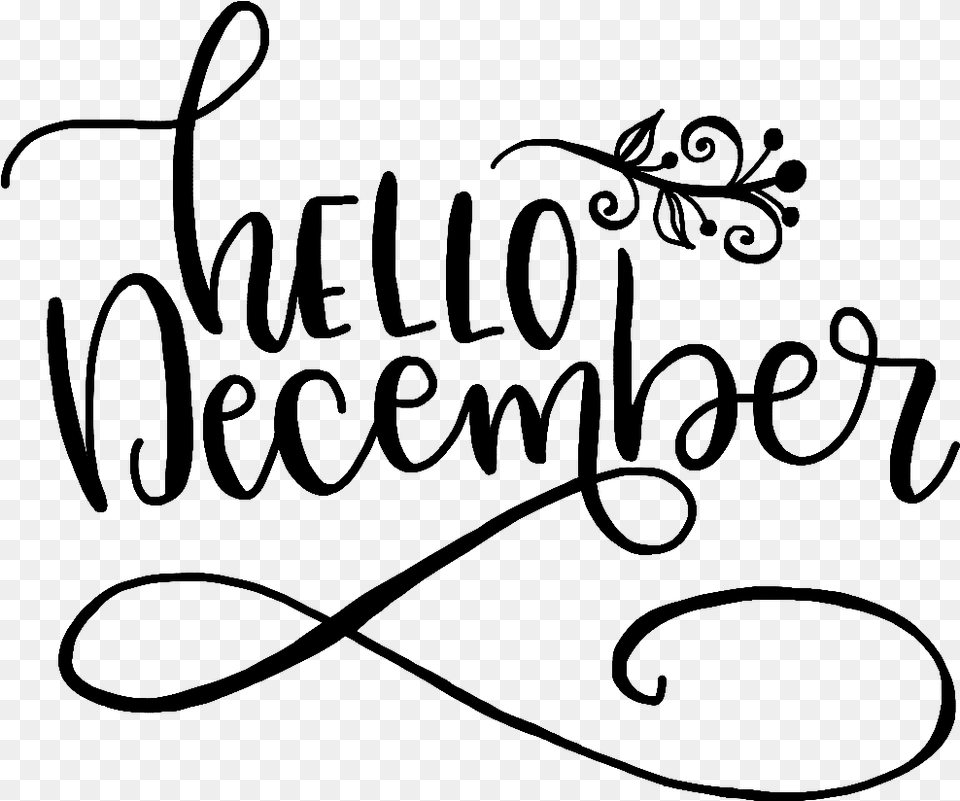 Hellodecember December Calligraphy Winterquotes Hello December, Gray Free Transparent Png