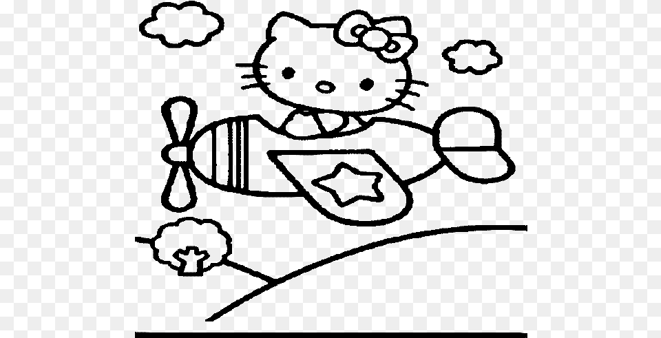 Hellokitty 11 Kitty Airplane Coloring Pages, Gray Png Image